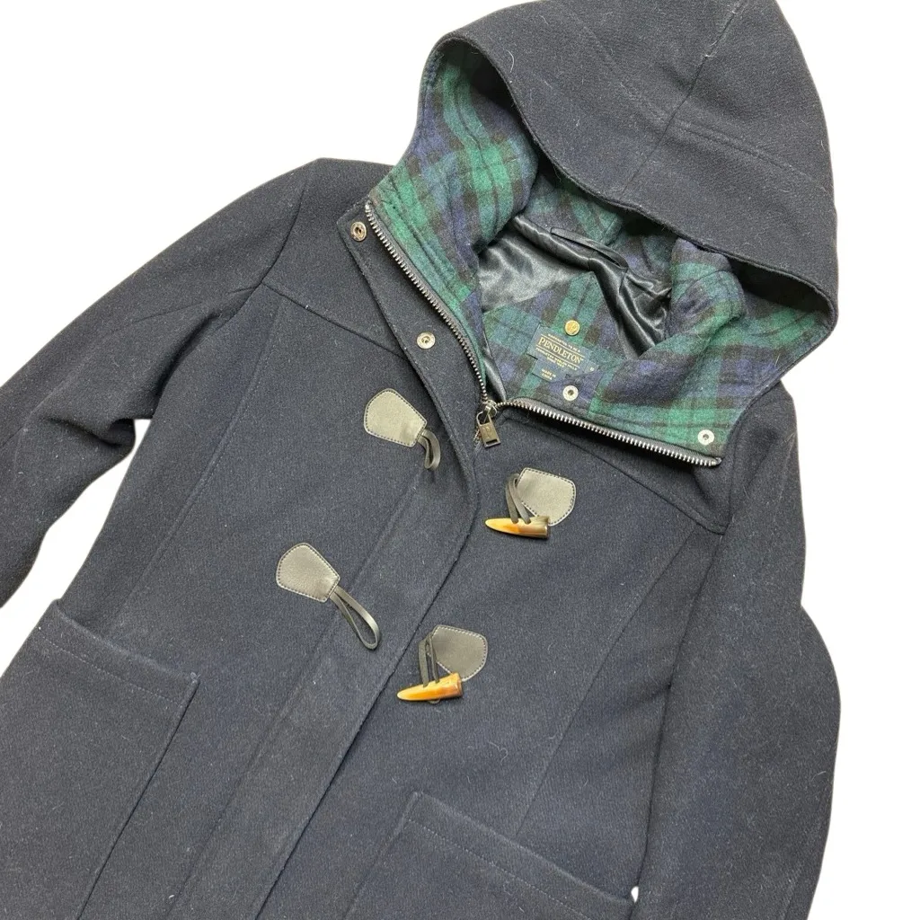 Pendleton Blue Virgin Wool Hooded Toggle Button Coat Women’s 8 - Image 7