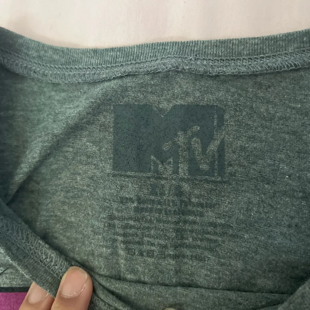 MTV Gray Crop Top with Rainbow Logo Size XS - Image 2