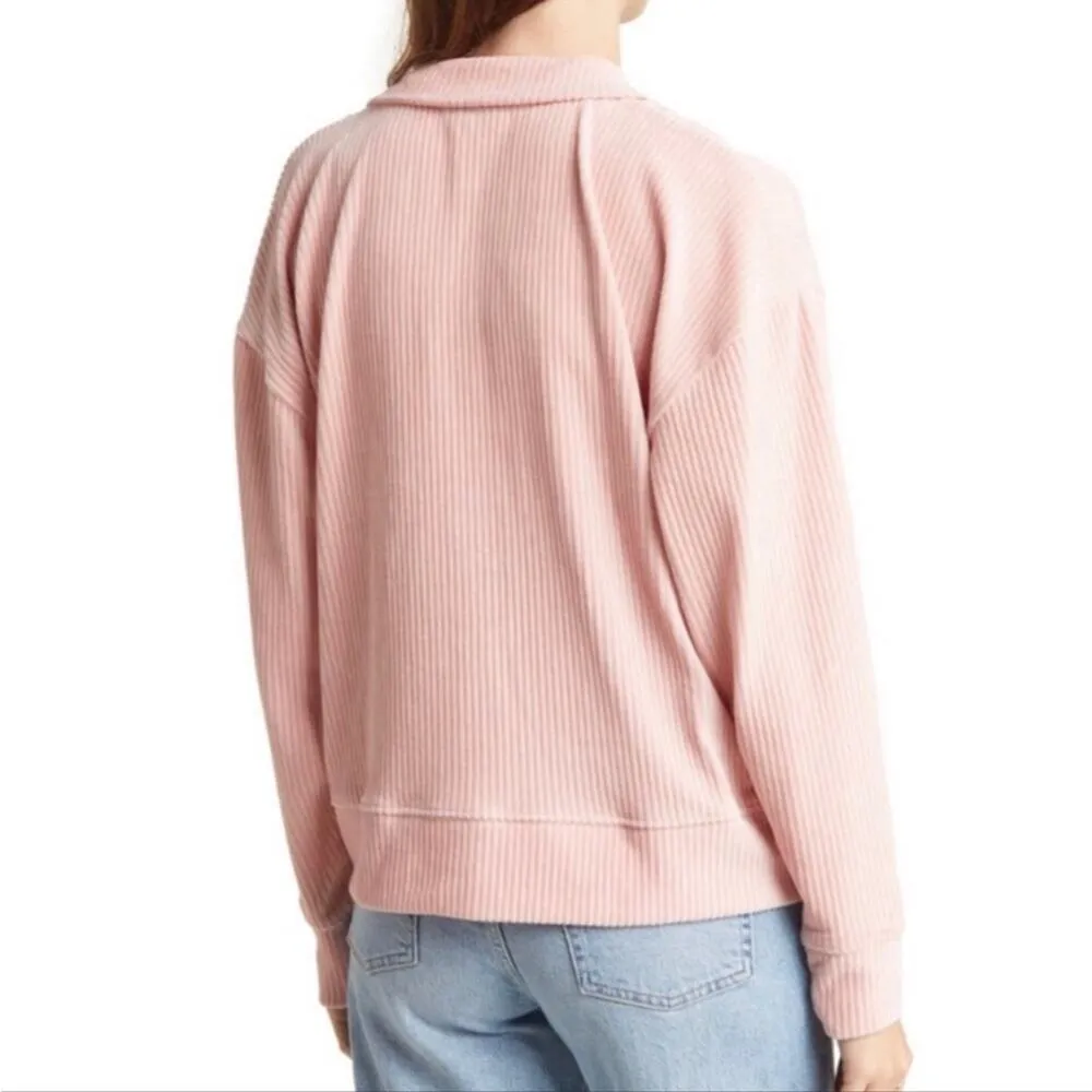 Topshop Ribbed Velour Half Zip Sweatshirt 4-6 NWT - Image 3