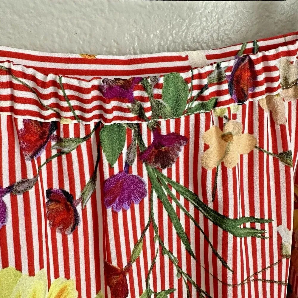 Calvin Klein Skirt Womens Size XS Asymmetrical Striped Floral Multicolor Midi - Image 4