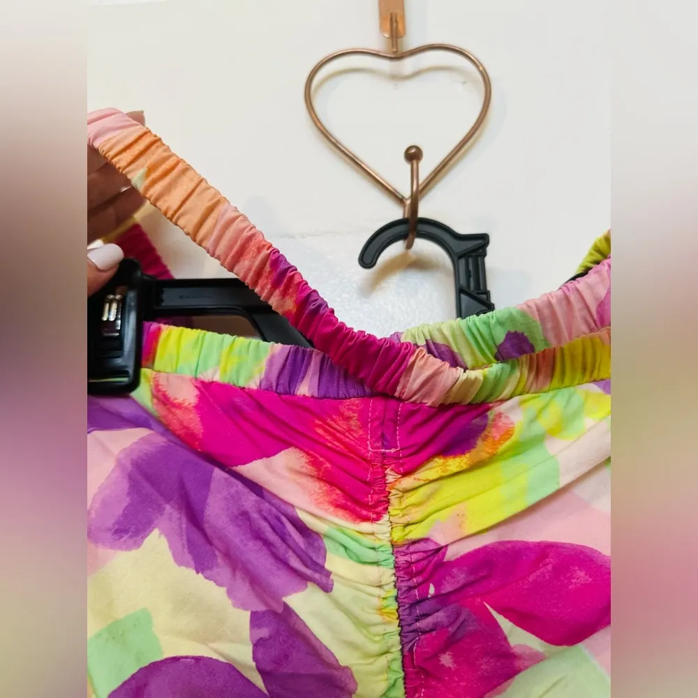 For Love And Lemons Pia Floral Midi Skirt Elastic Waistband Cinched Size L NWT - Image 5