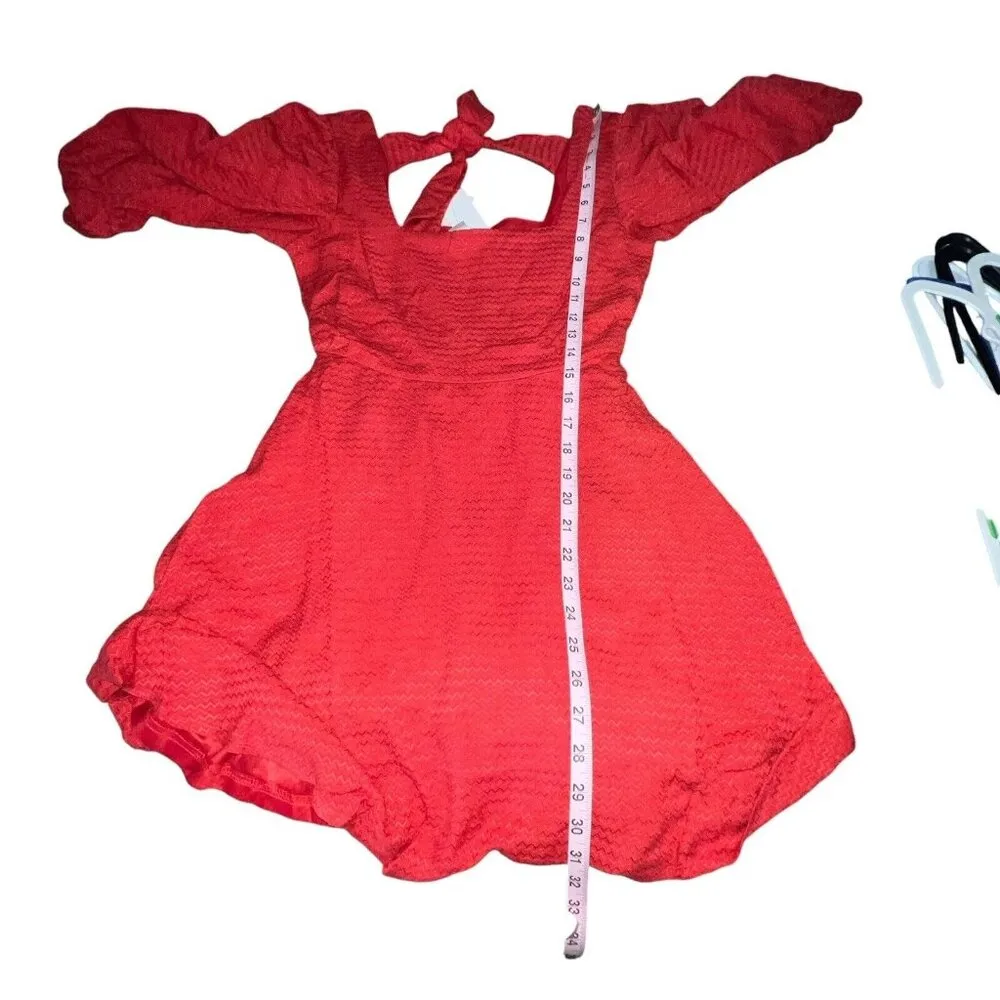 BOG Band of the Free Josette Aurora Red Puff Long Sleeveā Mini Dress Size XS New - Image 9