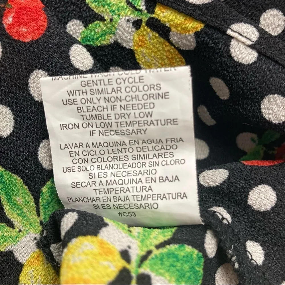 Twine & String Women’s Cold shoulder Fruit & Polka Dot Top, Multicolored, Medium‎ - Image 3