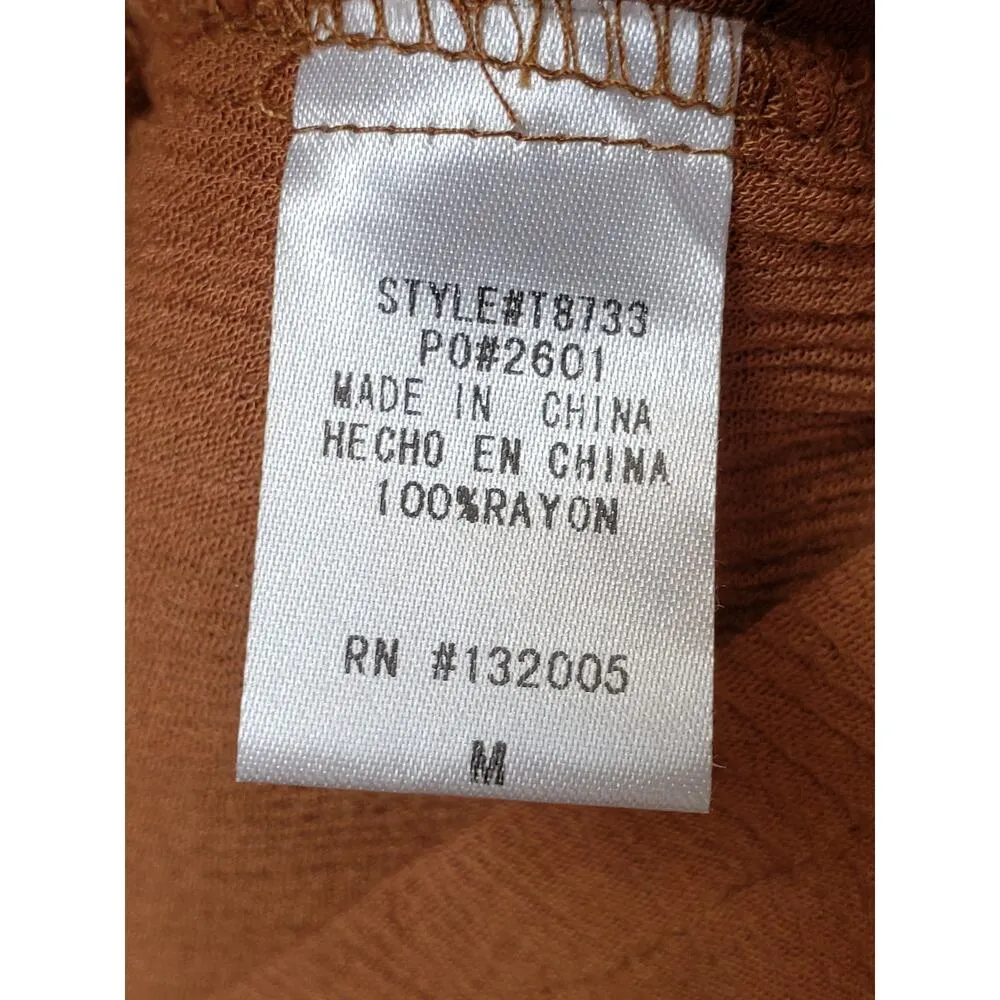 Magnolia South Top Blouse Womens M Orange Embroidered Dolman Sleeve Peplum Hem - Image 5