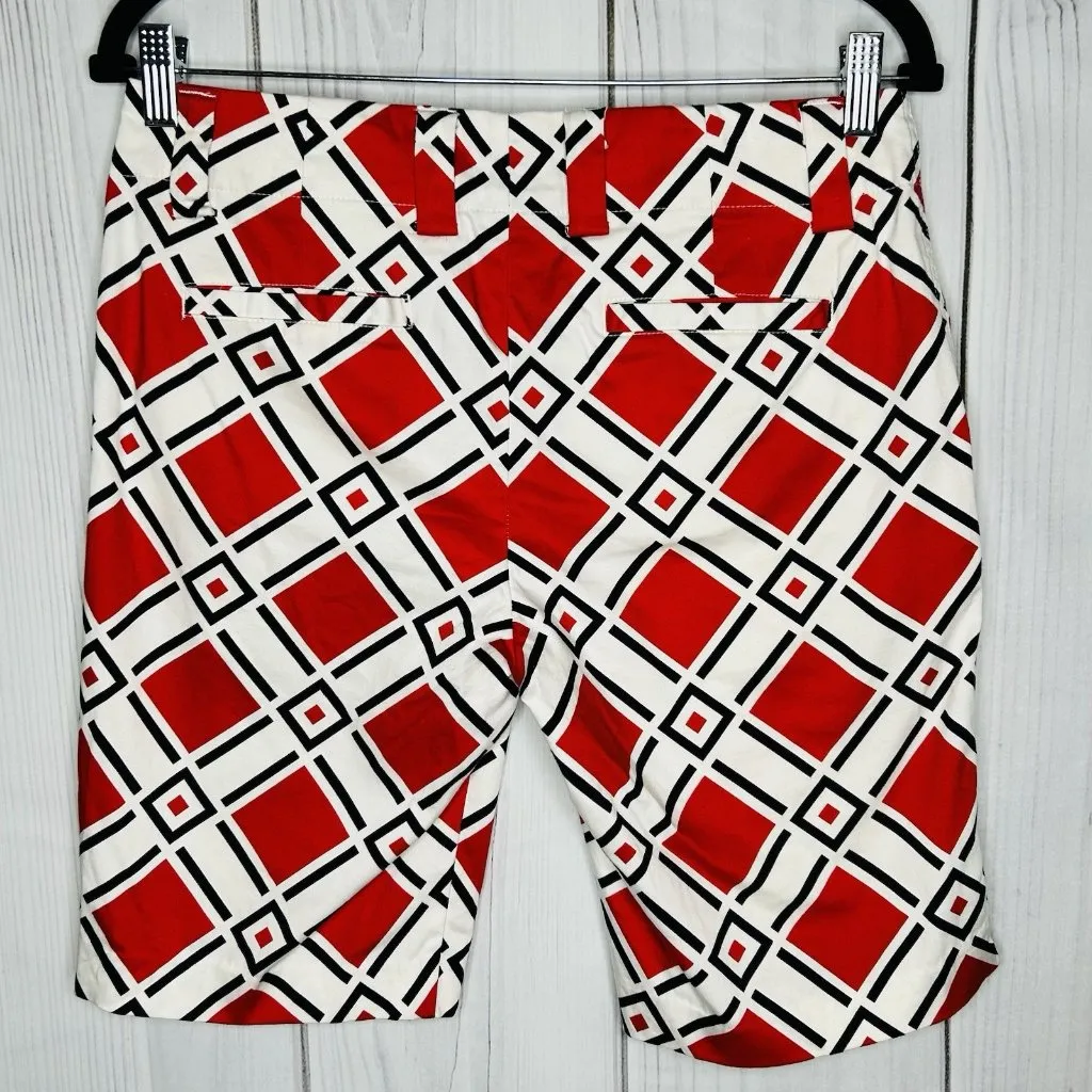 Loudmouth Golf Womens Size 4 (31x10) Bermuda Shorts Red Navy White Geometric - Image 4