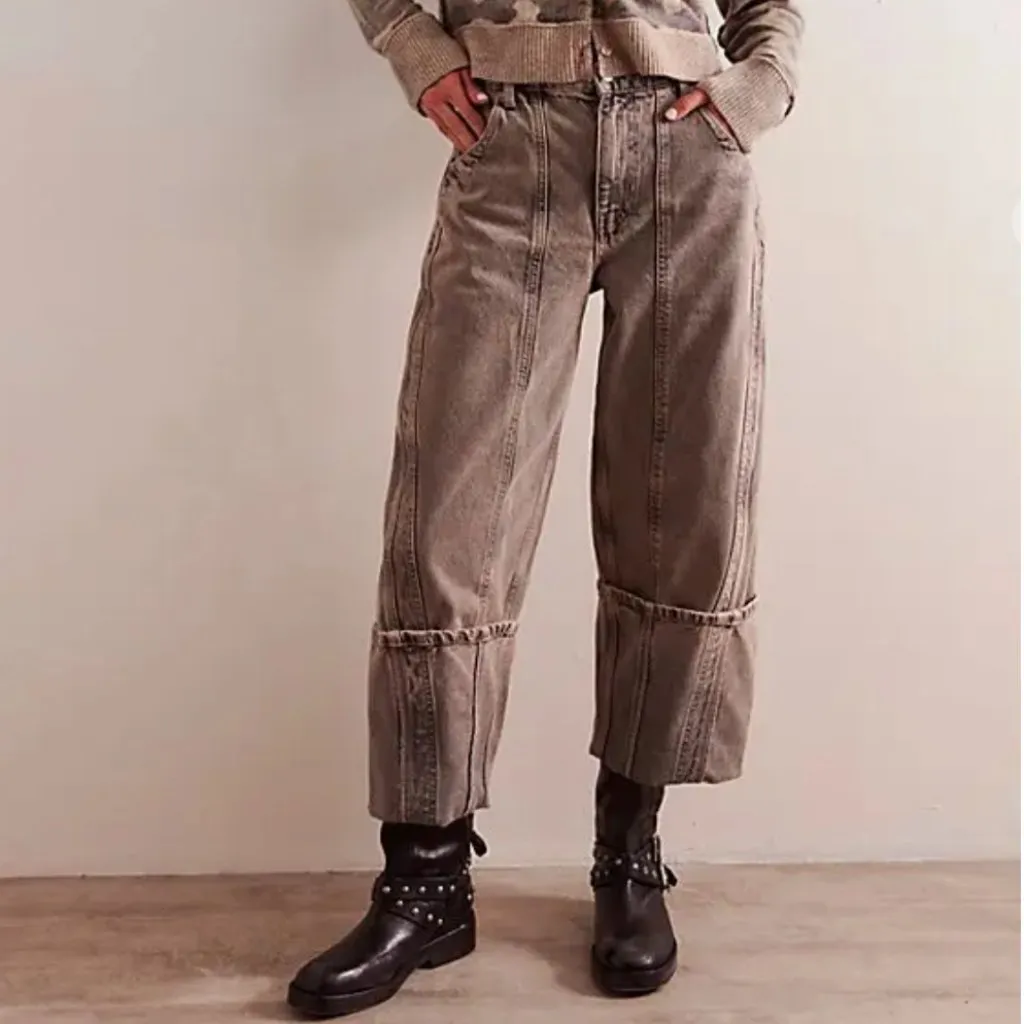 NWT Free People Olsen Cuffed Crop Barrel Jeans in Slate - Image 5