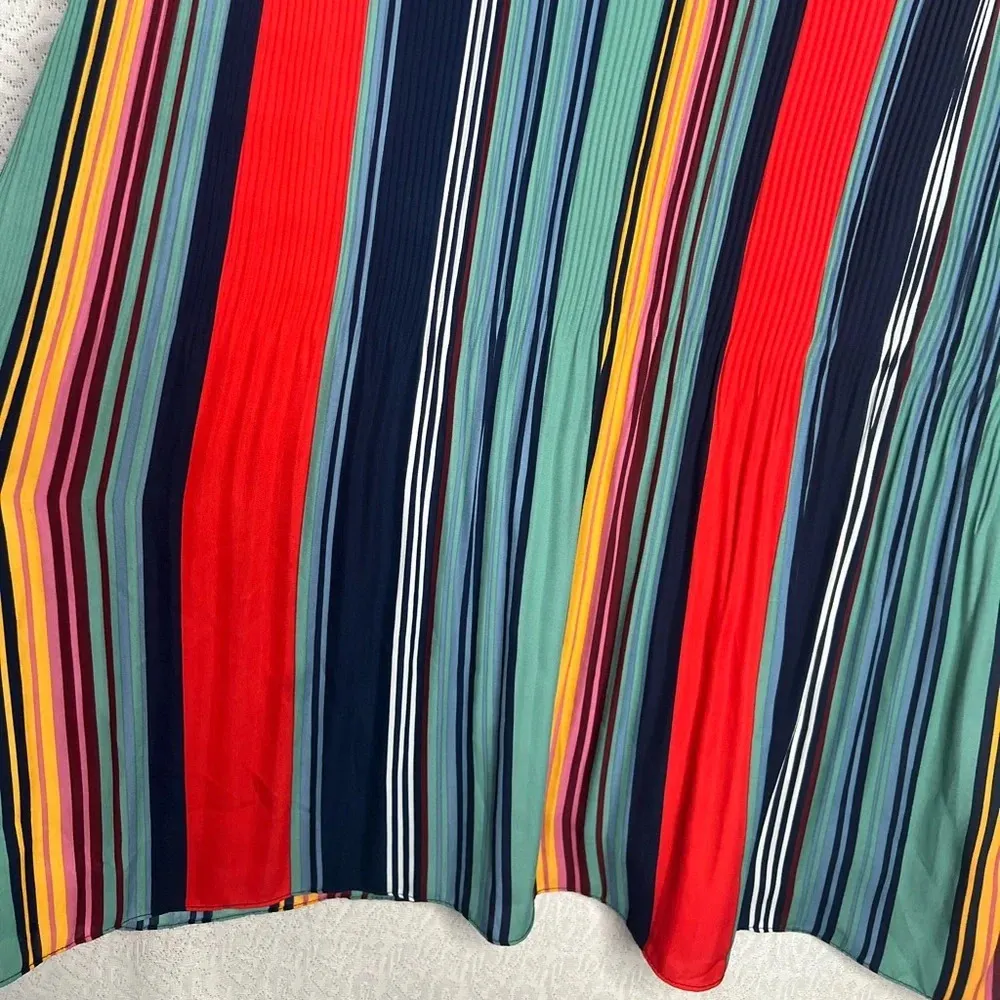 Carolina Belle Striped Pleated Dress Size L Multicolor Knee Length Sleeveless - Image 8