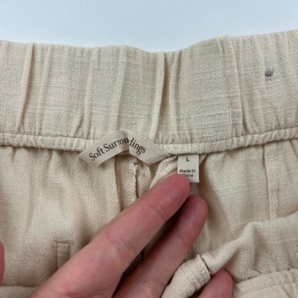 Soft Surroundings Cream Linen Blend Relaxed Leg Cargo Ankle Pant L - Image 4