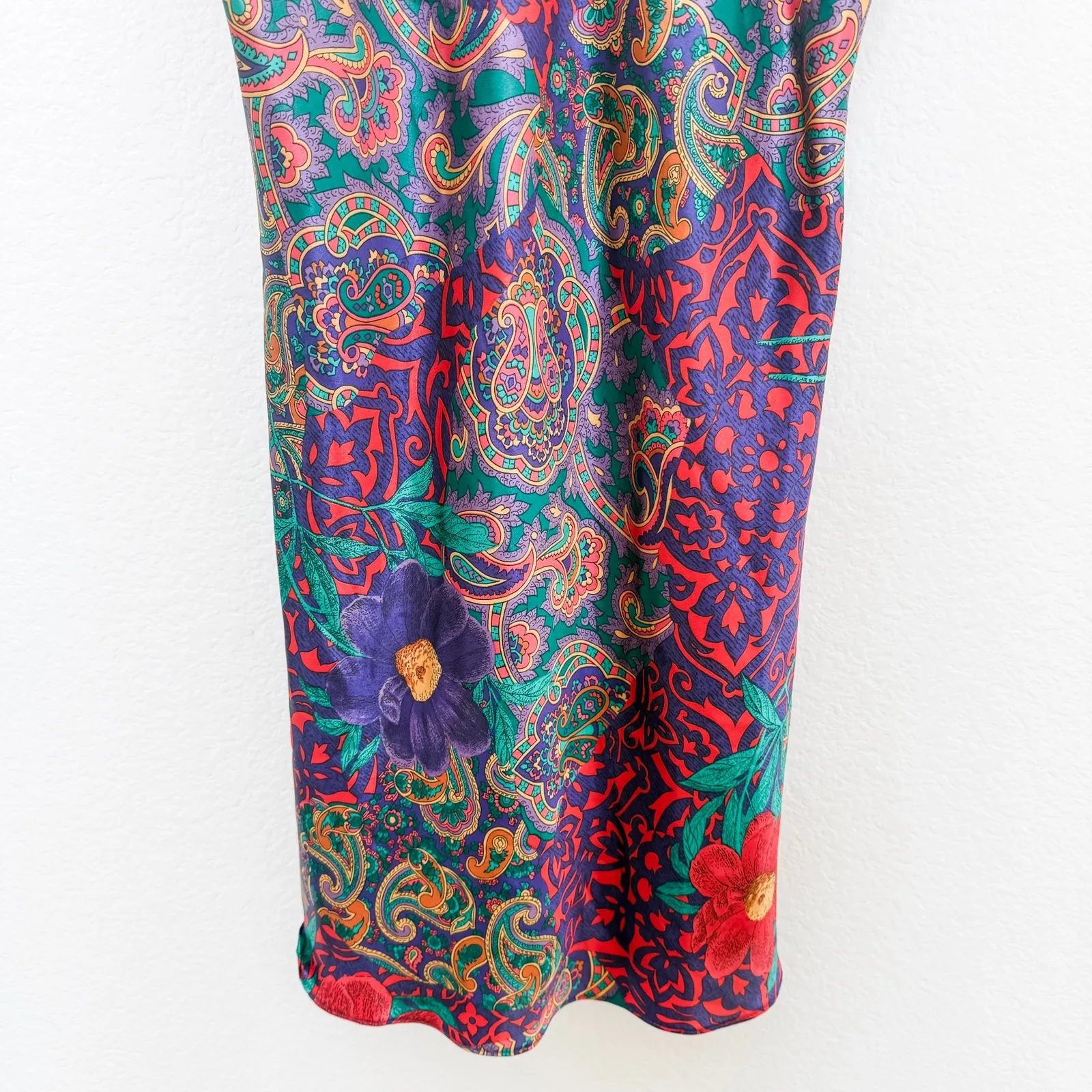 VTG Y2K Adonna Womens Slip Dress Size S Multicolor Paisley Floral Boho Artsy 90s - Image 3
