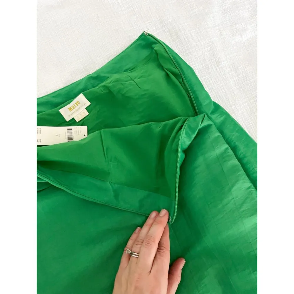 Anthropologie | Maeve Asymmetrical Sateen Skirt | Green | Sz 6 | NWT - Image 11