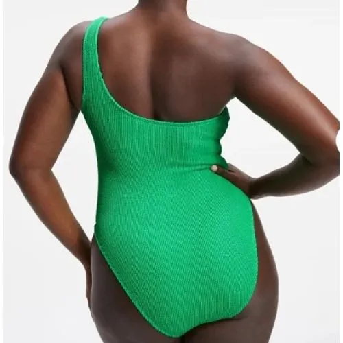 NEW Good American ALWAYS FITS SHOULDER ONE-PIECE Swimsuit Size 5/6 2XL GreenGold - Image 2