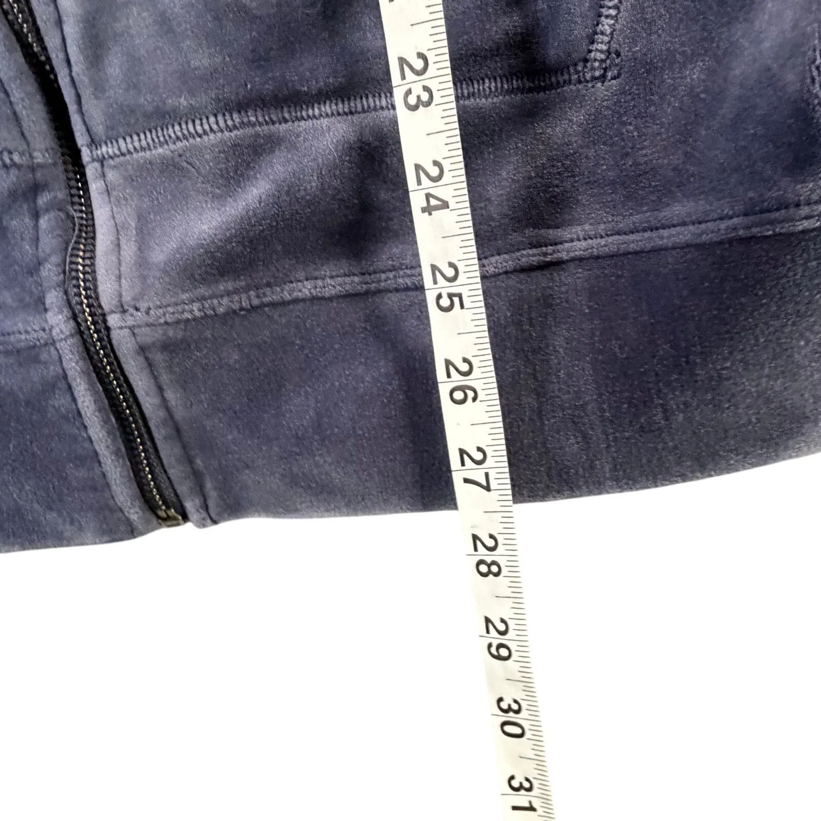 DKNY Sport Velour Hoodie Jacket Womens M Blue Velvet Full Zip Logo Sporty Cozy - Image 9