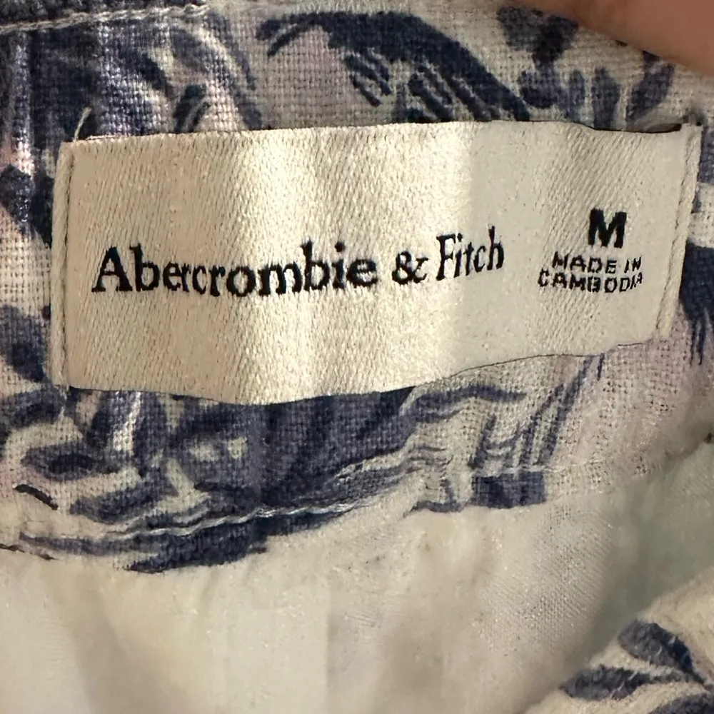 Abercrombie & Fitch Tailored Linen Blend Wide Leg Beachy Pant Palm Size M - Image 6