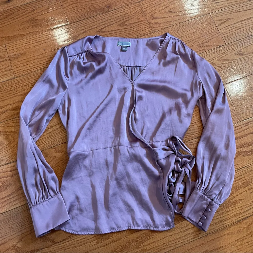 Chelsea28 Satin Wrap Top – Size Small – Mauve Blush Pink - Image 2