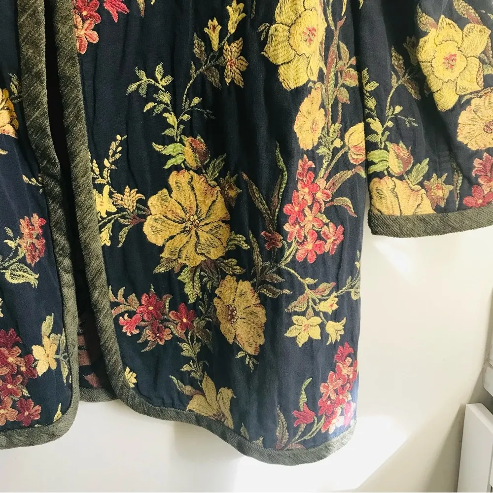 Vintage Vindago Design Floral Tapestry Reversible Art to Wear Kimono Jacket Size M - Image 10