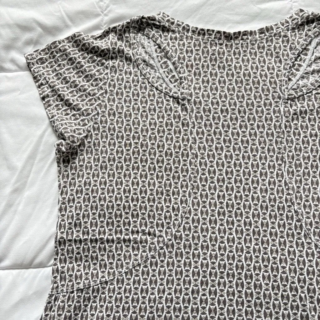 Womens Size XL Blouse Short Sleeve Scoop Neck Pockets Brown Office 90s Y2K - Image 9