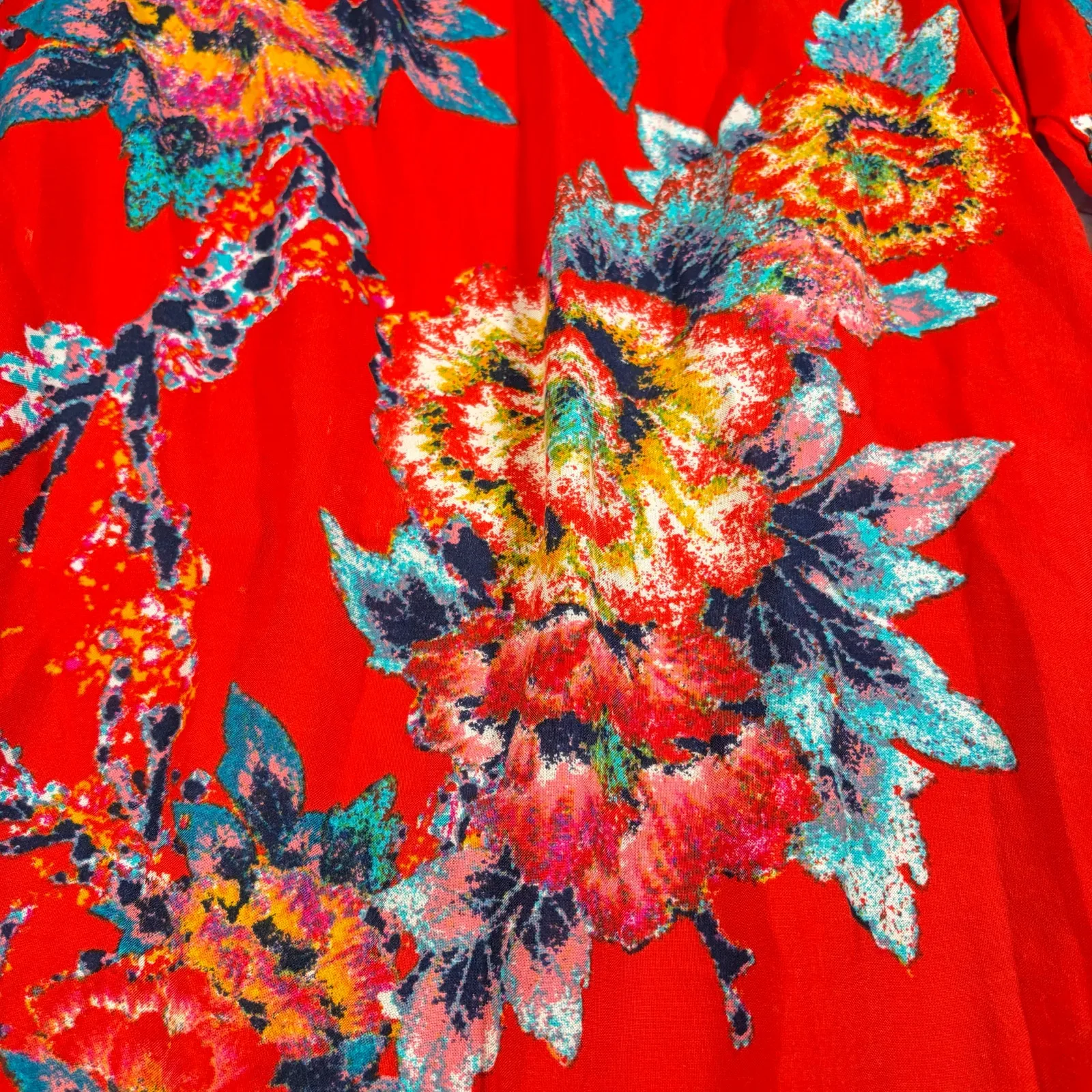 Flying tomato womens orange floral kimono robe coverup  Size S/M vacation resort - Image 3