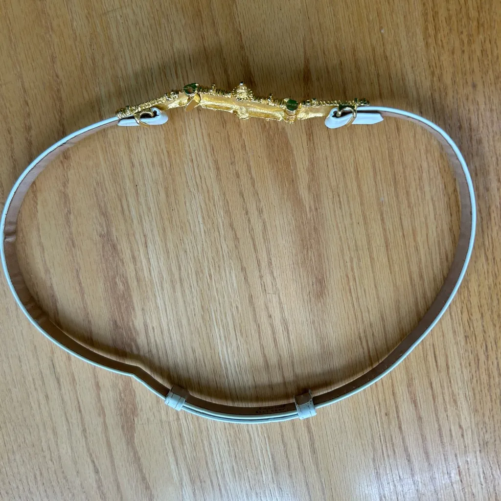 Imperial Belt Company Vintage Belt Taj Mahal Adjustable White Leather RARE Women - Image 5