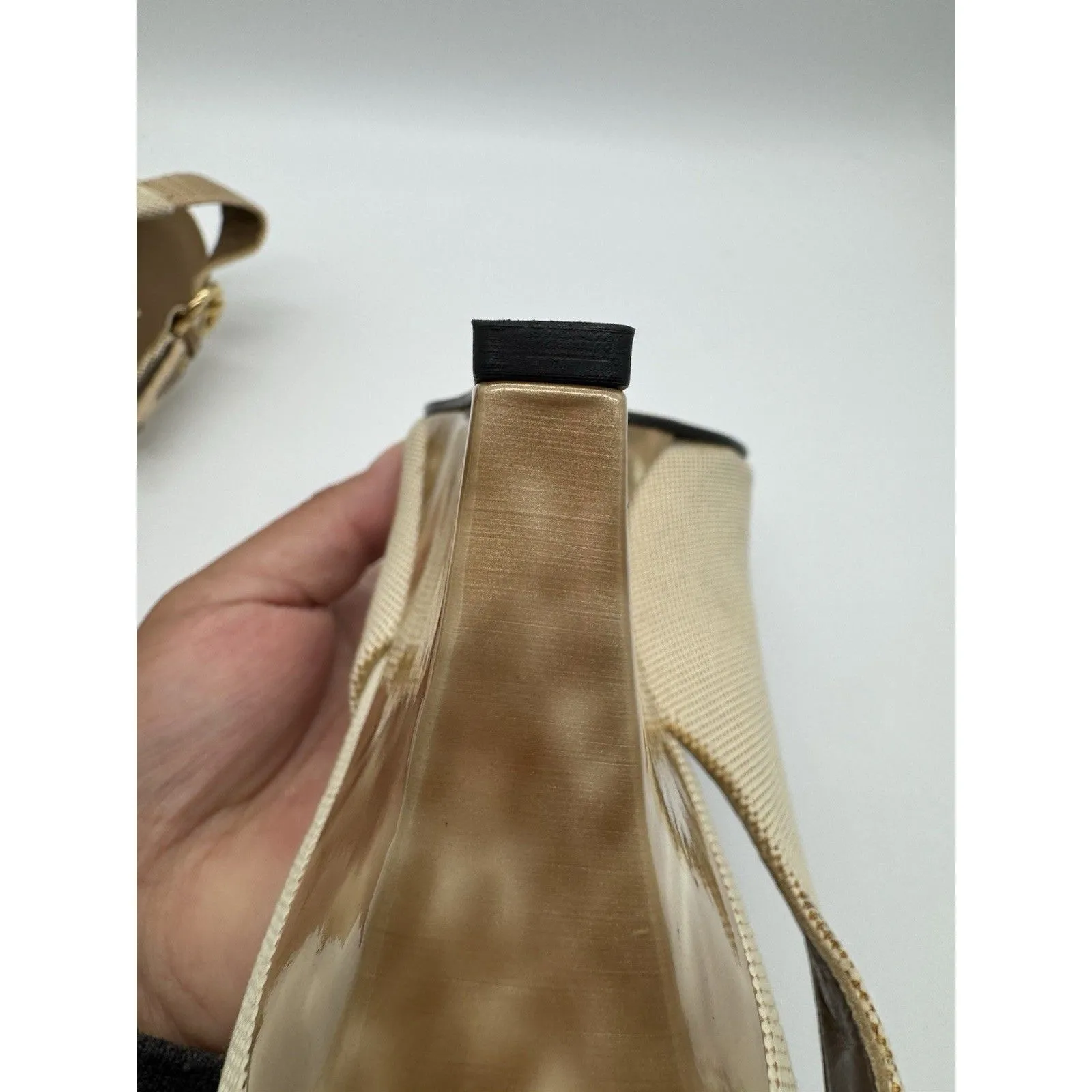 STUART WEITZMAN IVORY LIGHT TAN TORTOISE SHELL WEDGES SHOES Size 9 - Image 7