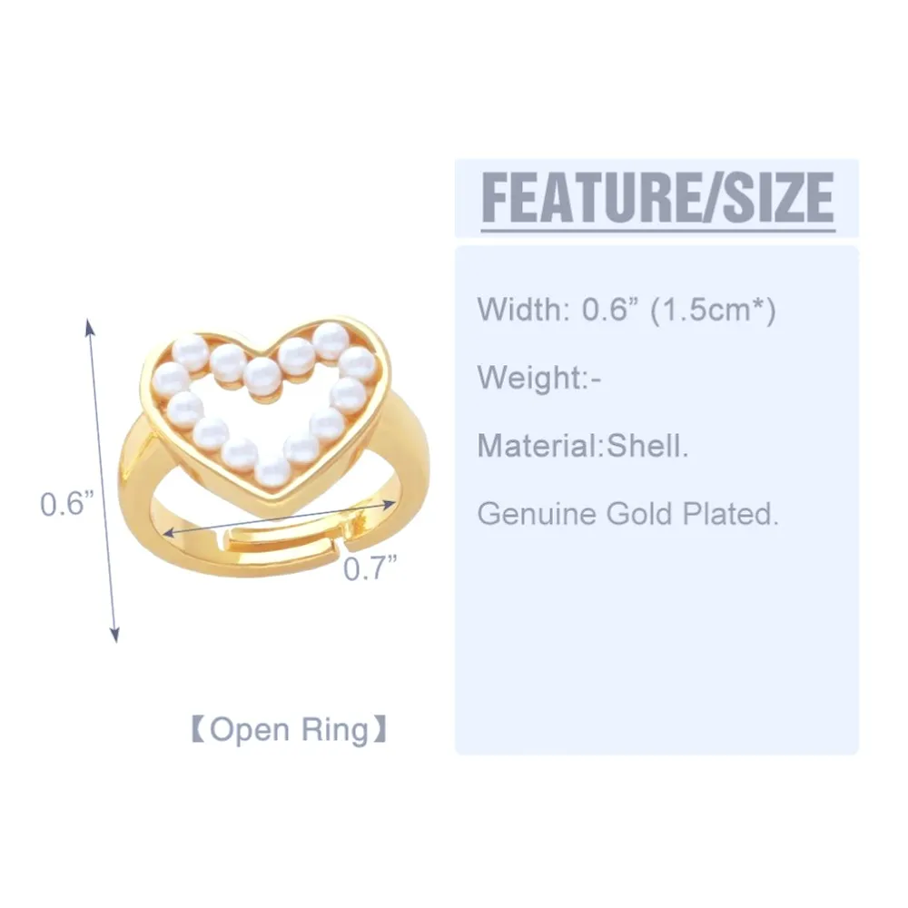 Hollow Pearl Heart Ring | 18k Yellow Gold‎ Plated Sterling Silver - Image 10