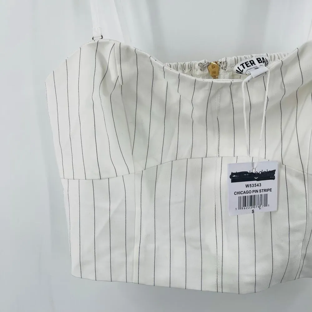 WALTER BAKER Tank Size Small Crop Chicago Pin Stripe NWT White Designer Luxury - Image 9