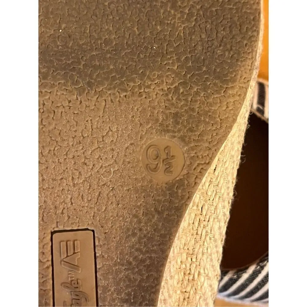 American Eagle Ella Womens 9.5 Black/White Cushion Espadrille Wedge Shoes - Image 7