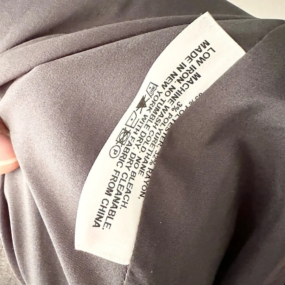 MM Lafleur Rukmini Grey Split Neck Cap Sleeve Front Slit Sheath Career Dress 8 - Image 8