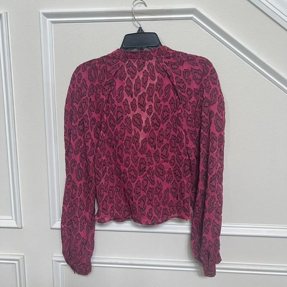 NWOT $345 Iro Women's Pink Tuba Crossover Leopard Print Blouse Top Size 40 - Image 4