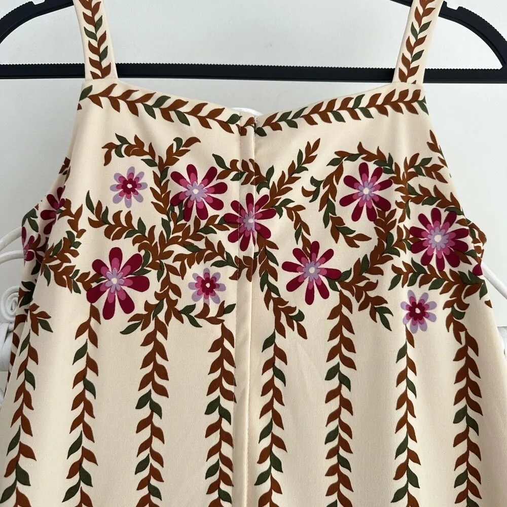 Vintage Alfred Shaheen Dress Womens small Cream Floral Maxi Hawaiian Boho 70s - Image 7