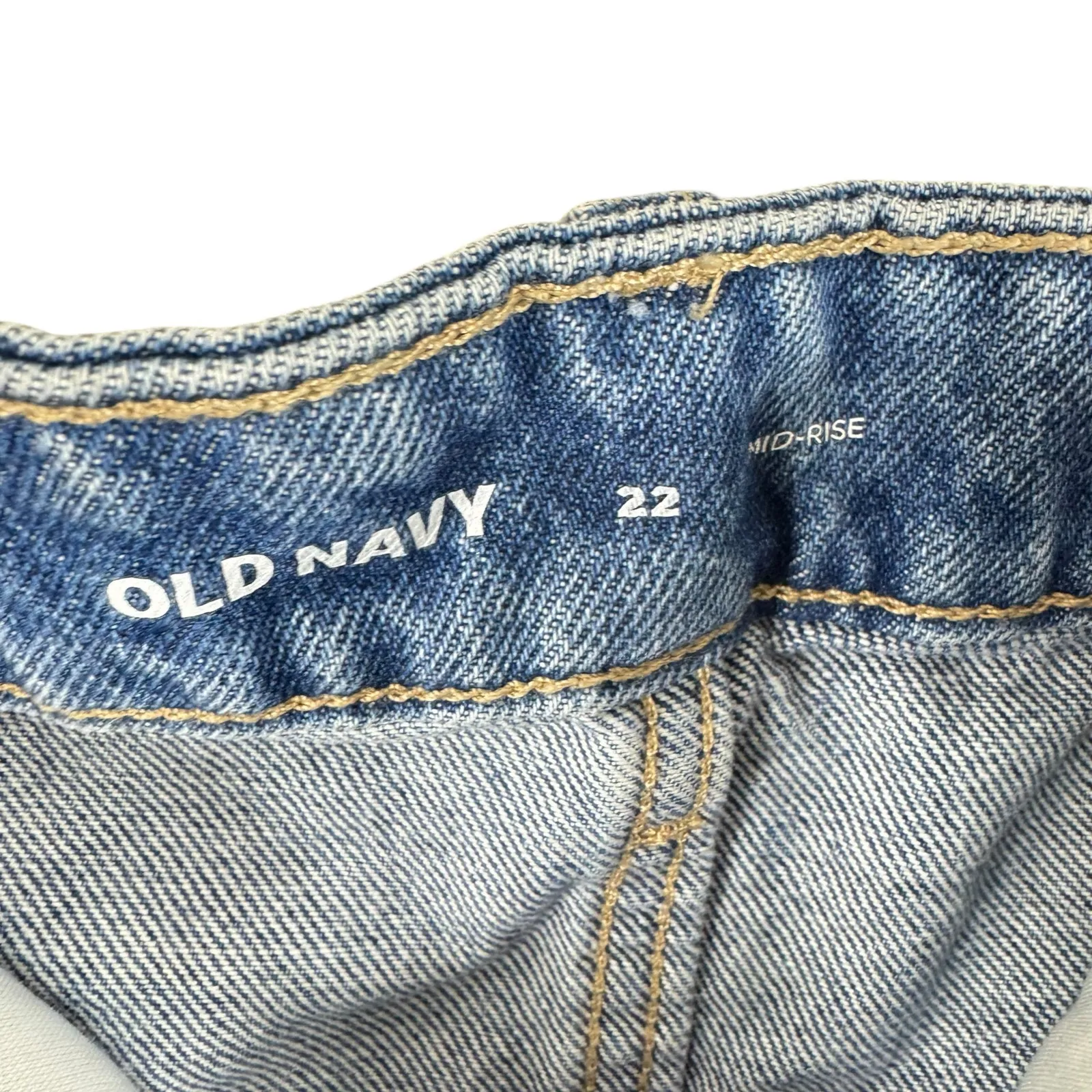 Old Navy 100% Cotton Light Wash Mildly Distressed Mini Jean Skirt Size 22 - Image 4