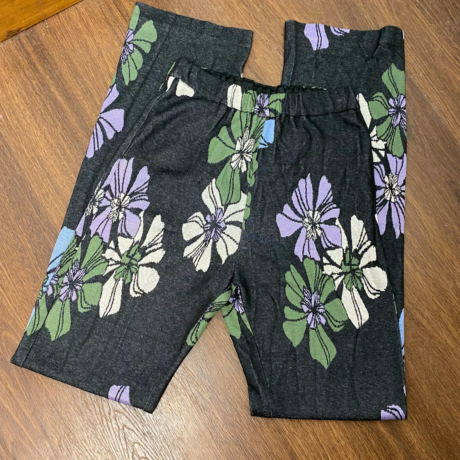 PINKO Charcoal Floral High Waisted Straight Leg Casual Pants Size 36 Gray - Image 9