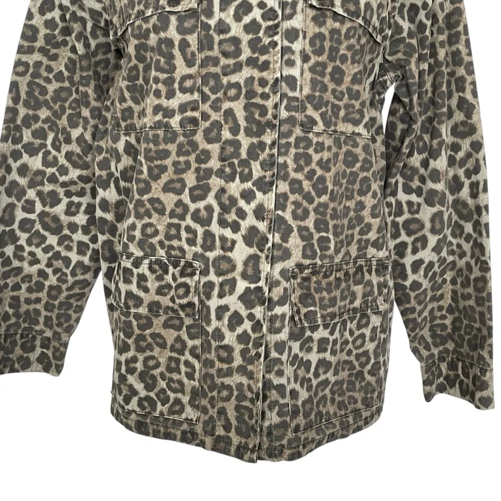 Good American Leopard Print Utility Jacket Women’s Size 2 M Pockets Animal Print - Image 5