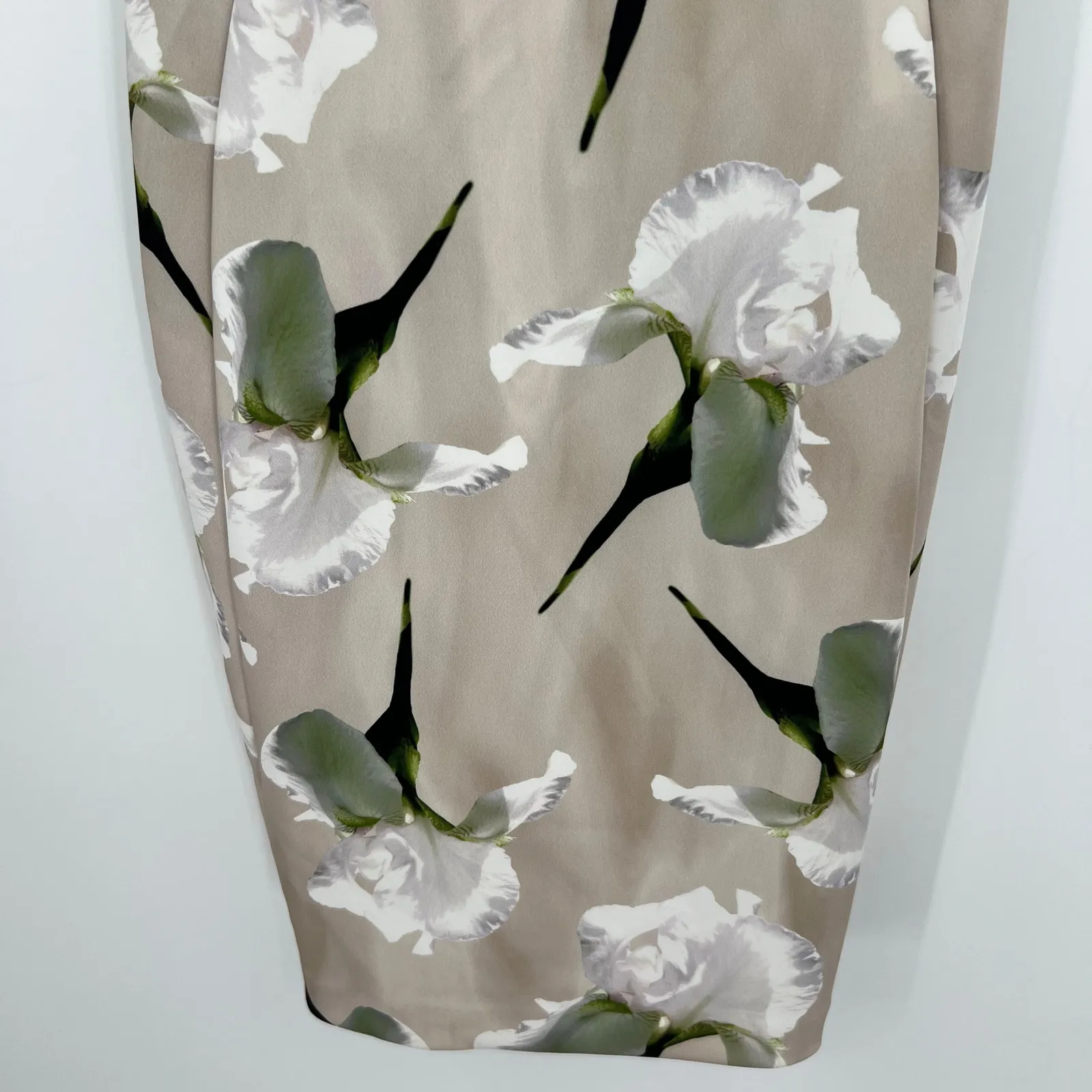 Calvin Klein tan beige taupe Calla Lily Print Scuba Stretch Sheath Dress size 4 - Image 4