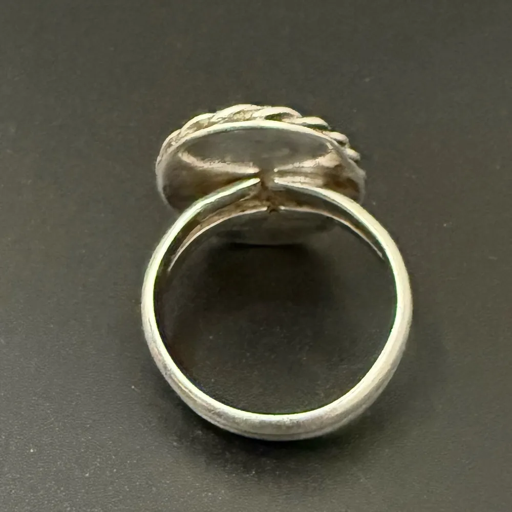 Vintage Unsigned Rose Quartz? Agate? Crystal Stone Silver Women’s Ring Size 7.5 Pink - Image 7