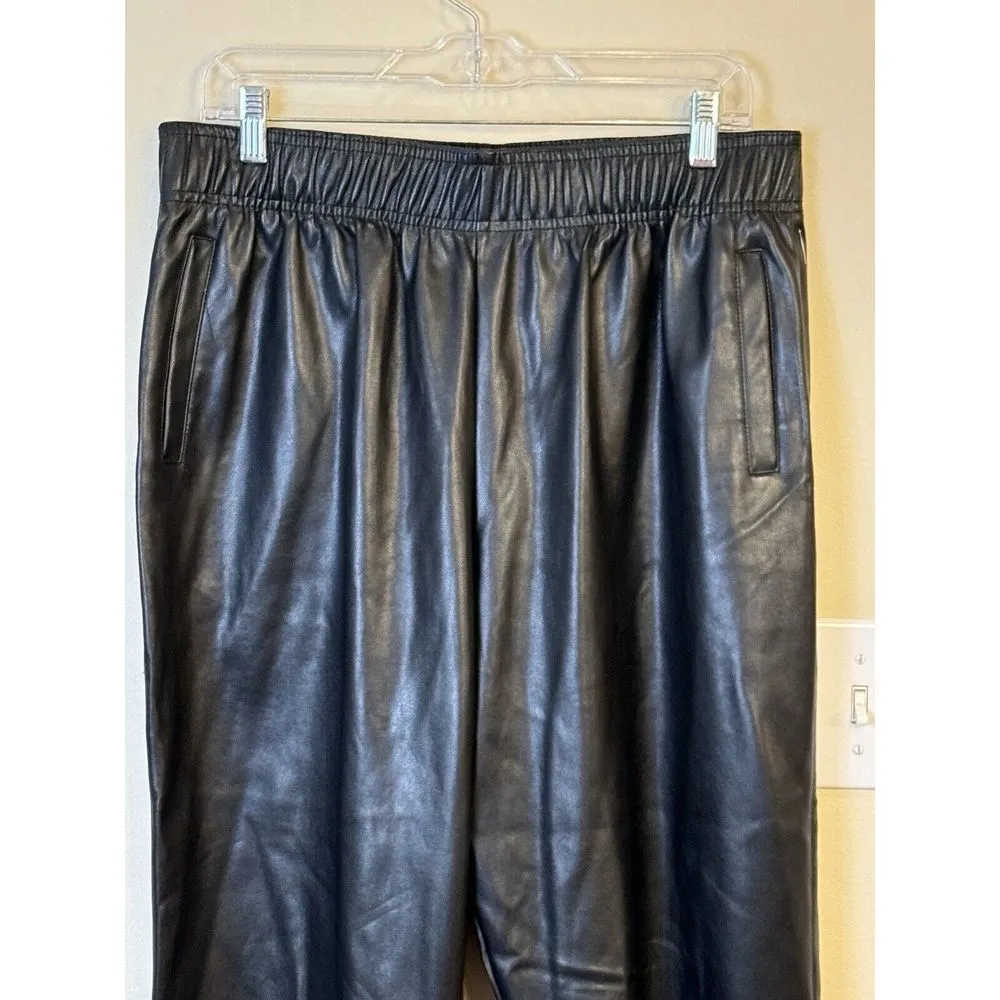 Avec Les Filles Faux Leather Joggers In Black Size Large Petite‎ - Image 3