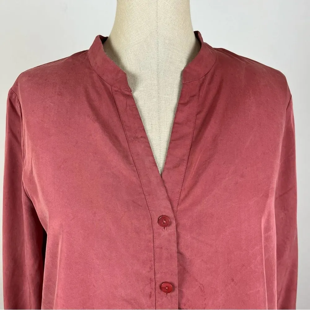 Eileen Fisher Light Red Tencel Blend Button Down - Image 3