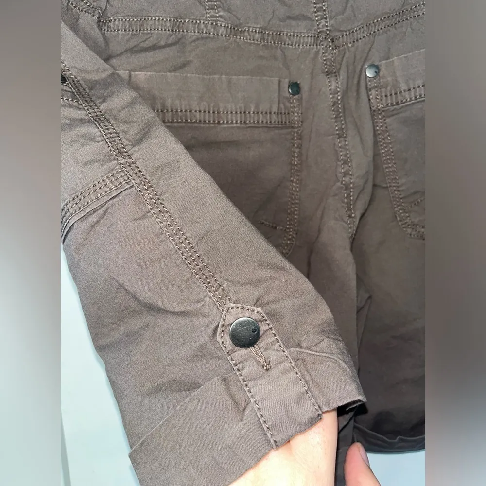 Gloria Vanderbilt Cargo Brown Button Pocket Casual Utility Long Shorts Sz 4 - Image 10