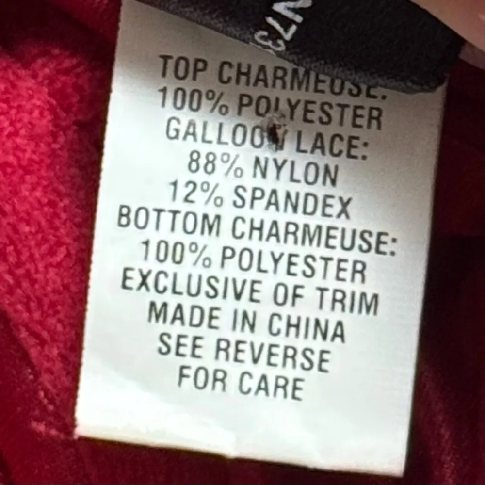 Frederick’s of Hollywood‎ Wine Red Heart Jeweled Embroidered Teddy Top XL - Image 9