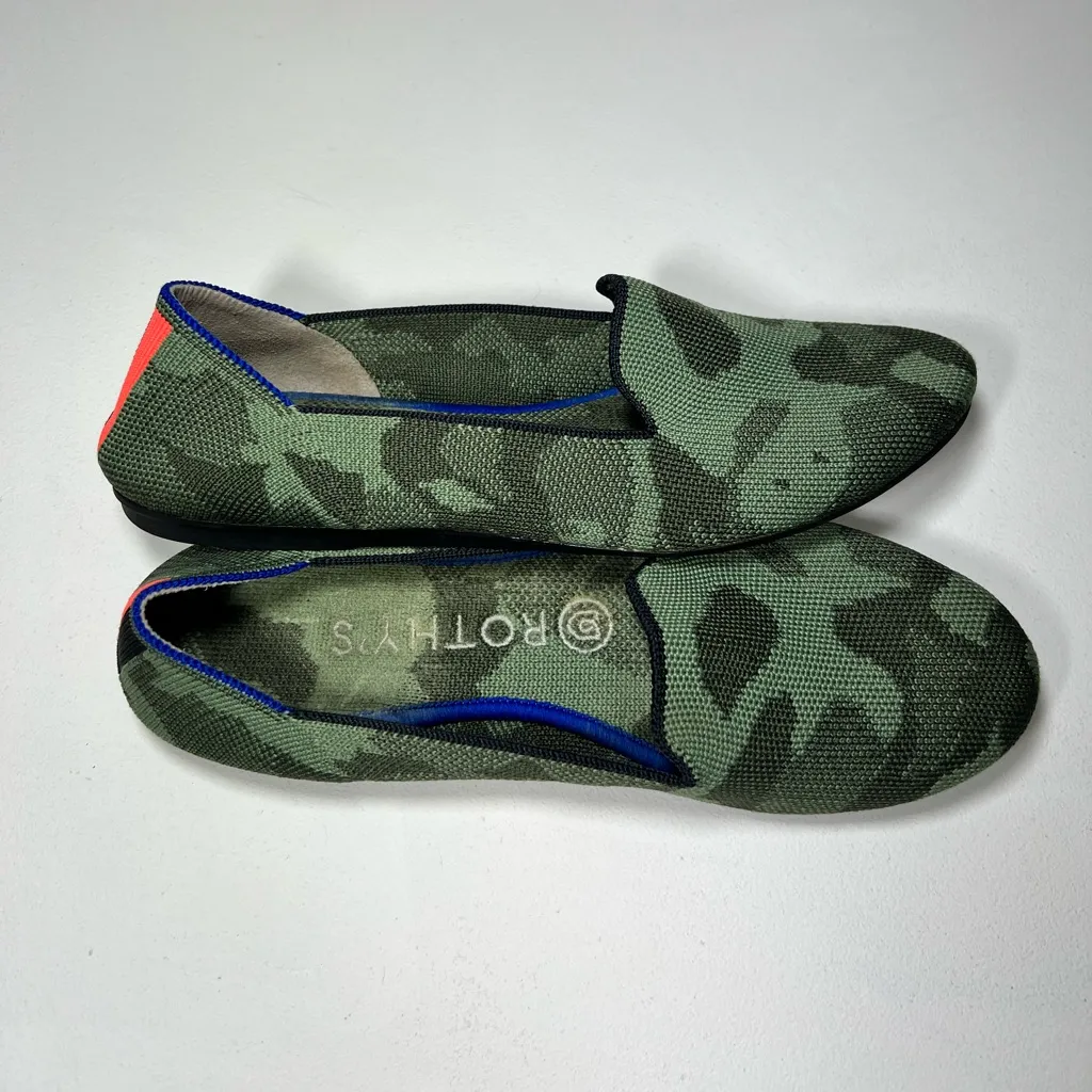 Rothy's Olive Camo Loafers Flats Camouflage Print Army Slip-Ons Round Toe Size 7 - Image 12