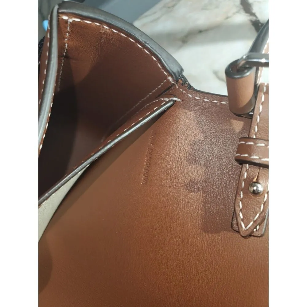 Burberry London England Canvas Crossbody Bag Black with Brown Leather Trim‎ - Image 10