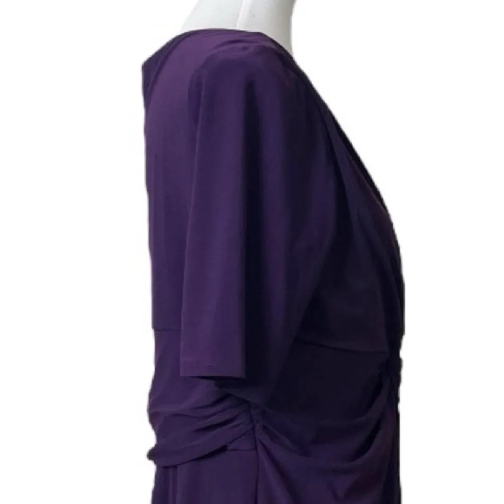 CHAPS Dress Twist Front A-line V-neck Jersey Knit Plum Purple Women’s Size XL - Image 7