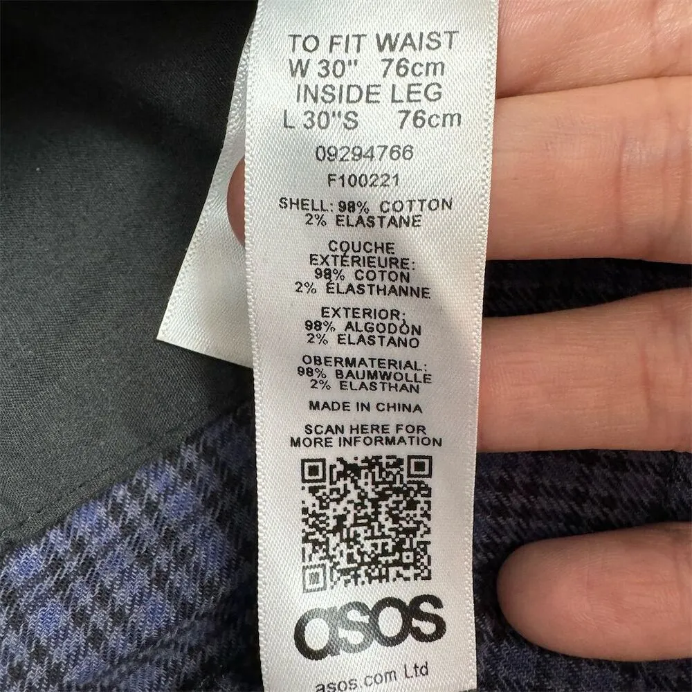 ASOS Women's  Pleated Plaid Elastic Waist Dress Pants Size 30 - Image 4