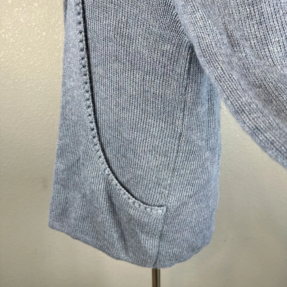 Peruvian Link Alpaca Collection Open Front Cardigan OS Chambray Blue Pockets Size undefined - Image 3