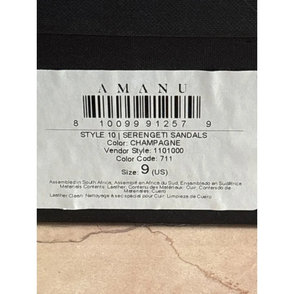 Amanu Serengeti Sandals in Champagne 39 US 9 With Box Womens Flats Tan Size 8 - Image 11