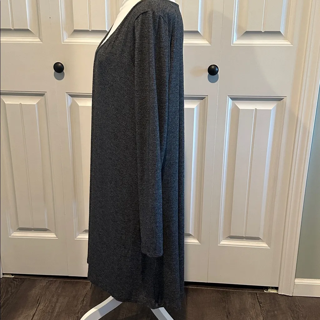 Express XL Heathered Charcoal Gray V-Neck Long Sleeve A-Line Jersey Knit Dress - Image 7