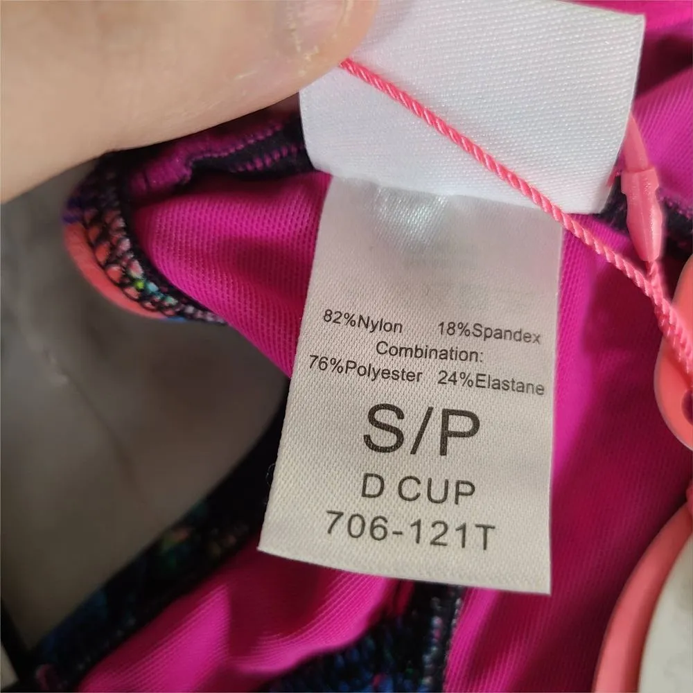 NWT Blush Profile Gottex Swimwear Multicolor Floral Ruffle Bikini Top Size Small Blue - Image 11