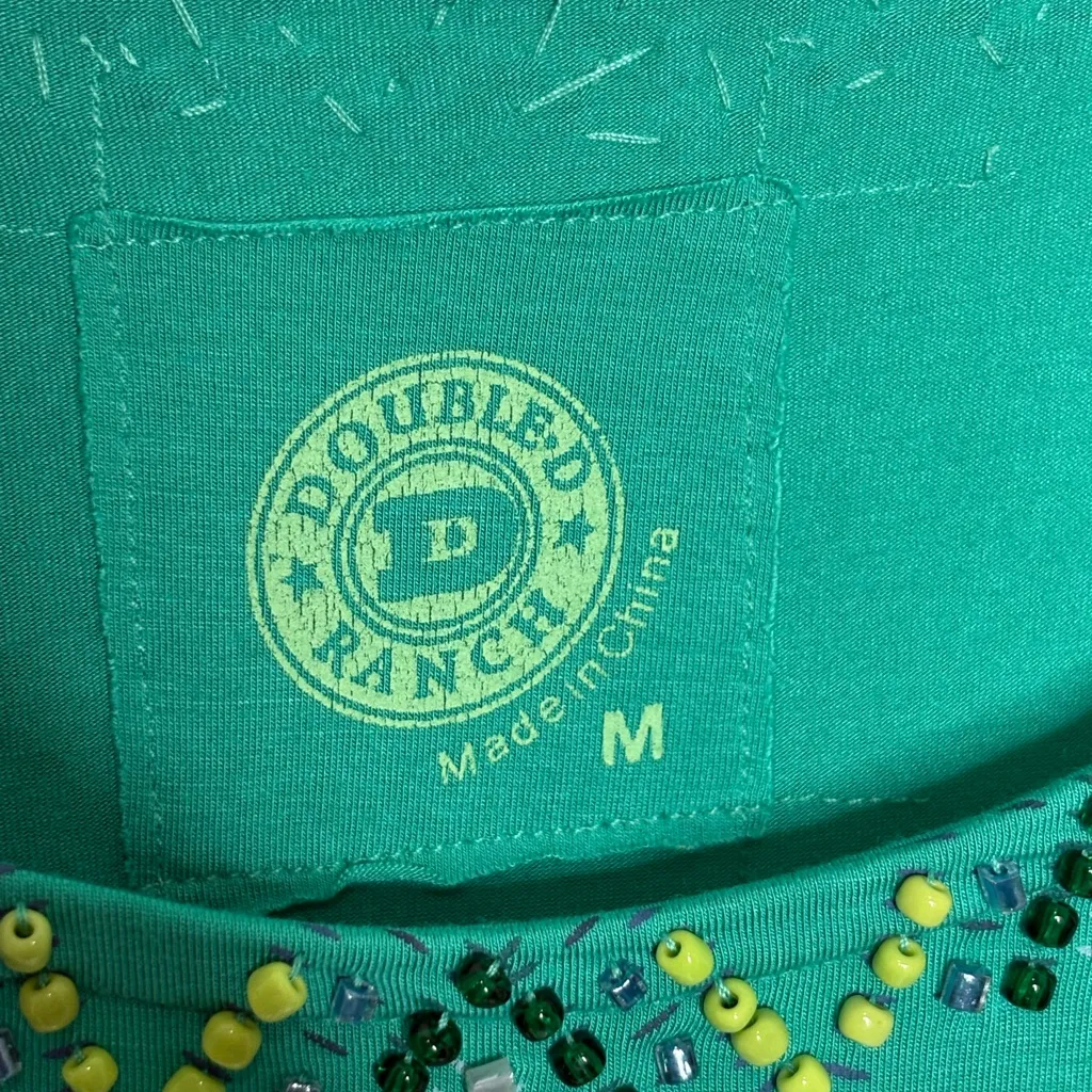 Double D Ranch Topper Tunic Top Sz M 747 Green Size M - Image 4