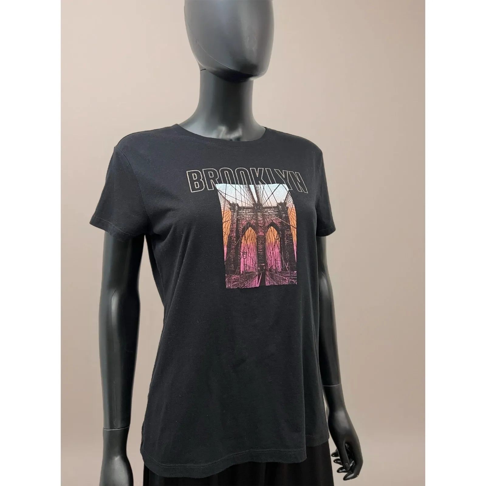 Free State Brooklyn Bridge Graphic‎ T-Shirt Black XL Unisex Casual Tee | cotton - Image 3