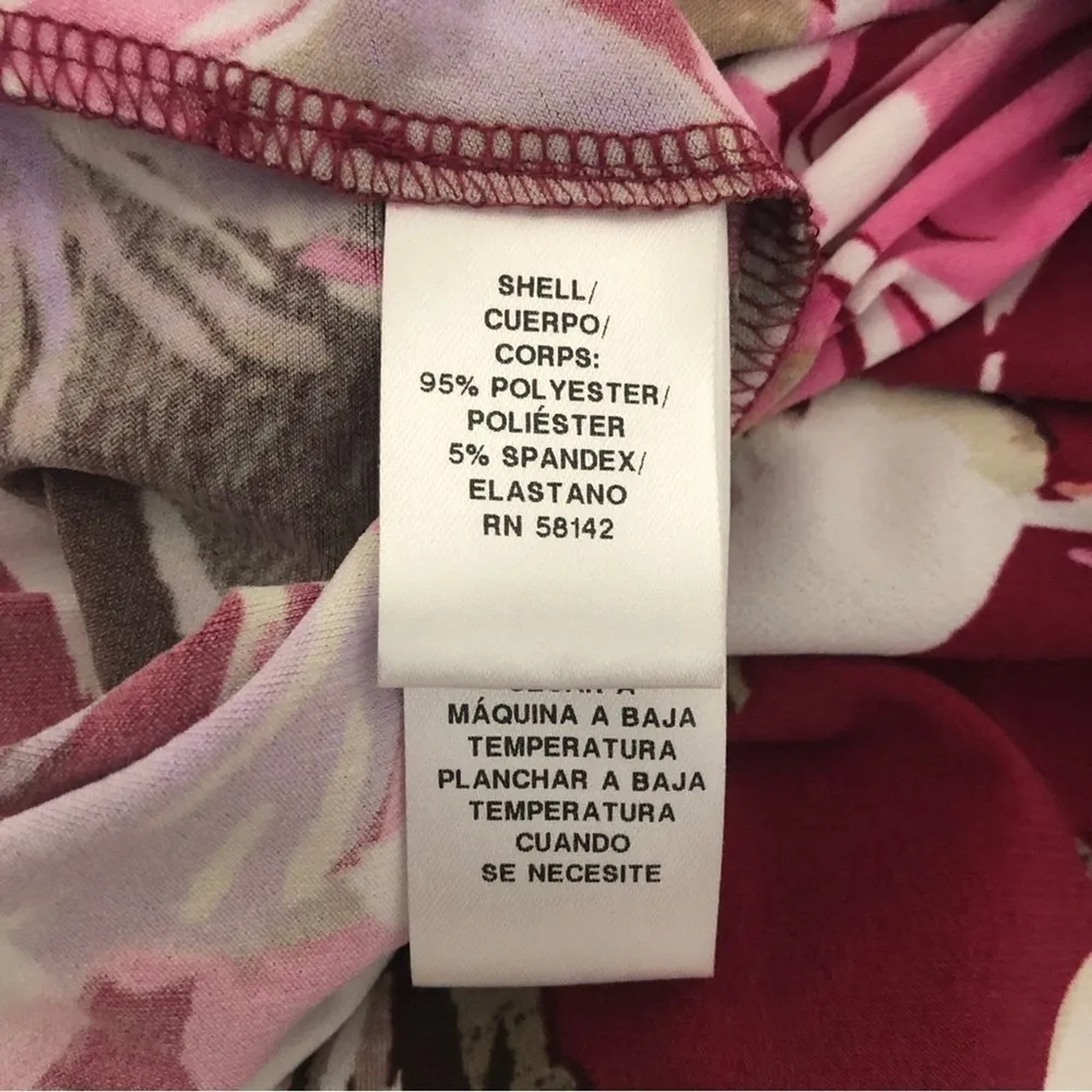 MAGGY LONDON POLY DRESS SHORT SLEEVE PINK FLORAL 14W - Image 8