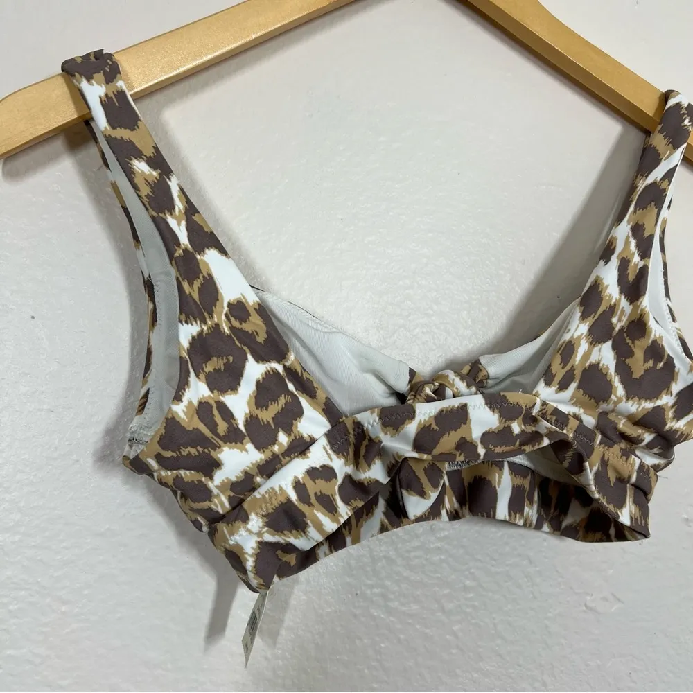Aerie Leopard Print Tie Front Keyhole Bikini Top - Image 6
